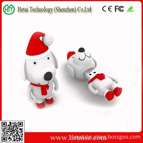 4GB Rubber Dog Christmas Promotion USB Flash Drive for Gifts
